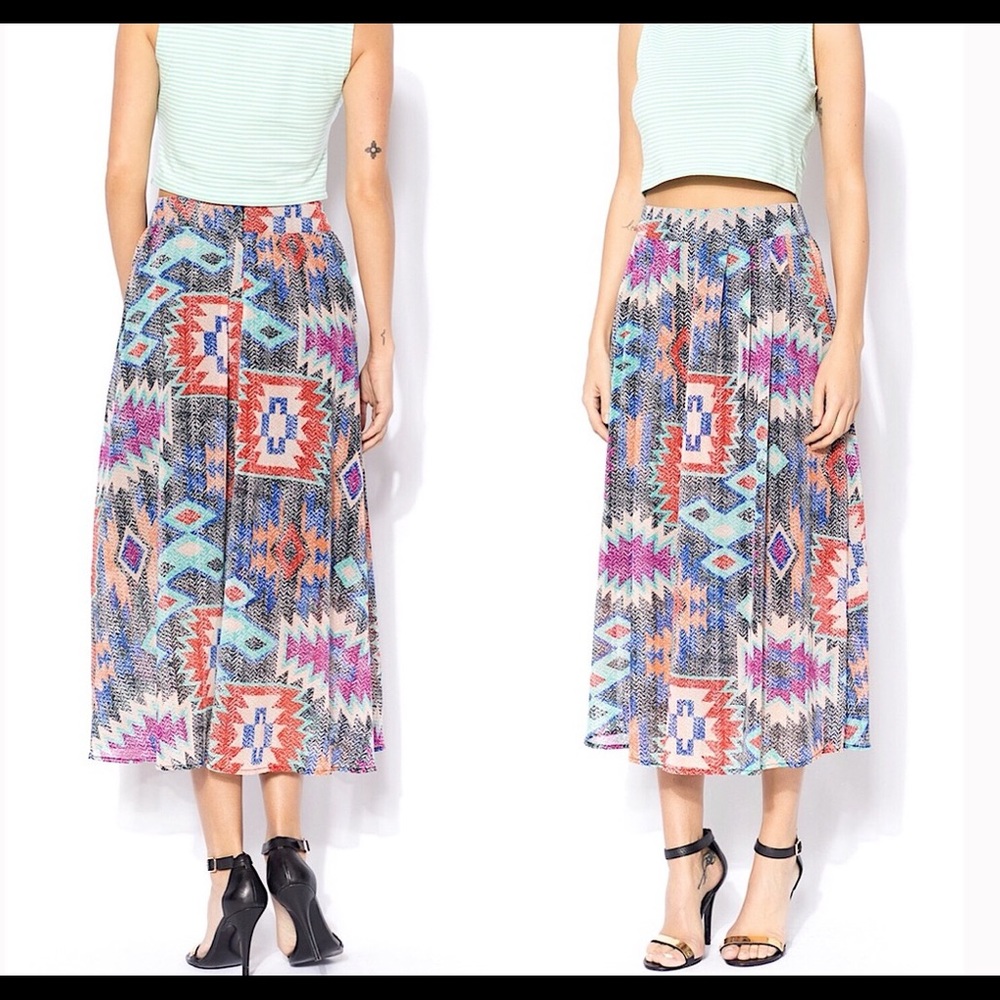 Geometric print midi skirt
